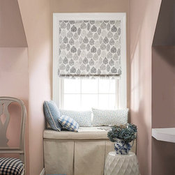 Quick Fix Washable Roman Window Shades Flat Fold , Forest Leaves - Roman Shades