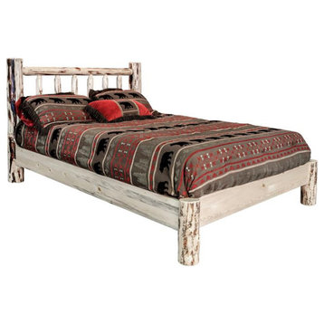 Montana Woodworks Transitional Wood Queen Platform Bed in Natural Lacquered