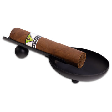 Matte Black Stainless Steel Cigar Ashtray