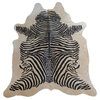 Zebra Print Cowhide Rug - Black Stripes on Beige Animal Print