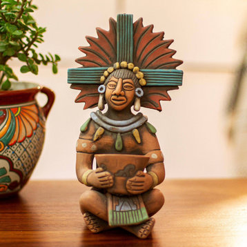 NOVICA Maya With Pot And Ceramic Sculpture