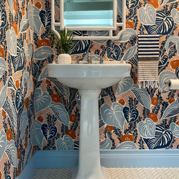 Vibrant Powder Room in Melrose MA