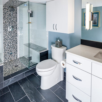 Contemporary bathroom with steam shower