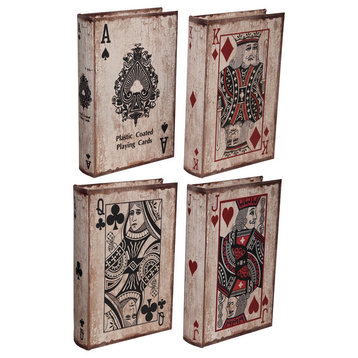 Vintage-Style Book Boxes Poker, 4-Piece Set