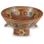 NOVICA - Maya Offering Ceramic Centerpiece - El Salvador's Oscar Rodolfo Mendoza is inspired by the solemn ceremonial traditions of the Maya in the design of this centerpiece. It is crafted by hand with terracotta ceramics, and features painted glyphs resembling those on antique Maya treasures and temples.