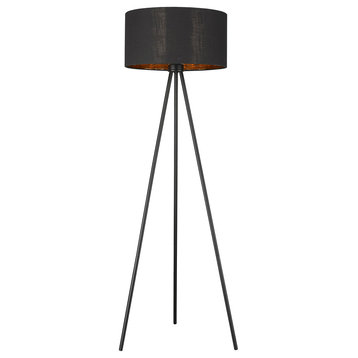 58" Matte Tripod Floor Lamp With Black Drum Shade