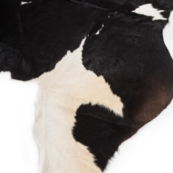 Luxury Natural Cowhide Area Rug, Handmade, Black-White, Hair-on-Hide, 6'7"x5'7" - Area Rugs