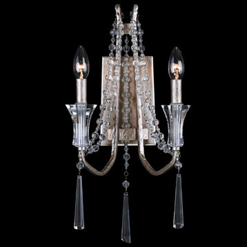Barcelona 2 Light Sconce in Transcend Silver with Heirloom-Quality Optic Crystal