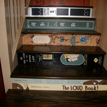 Bookstore staircase and wall mural