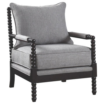Cushion Back Accent Chair, Gray and Black