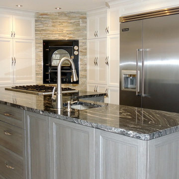 Two colors kitchen with massive island
