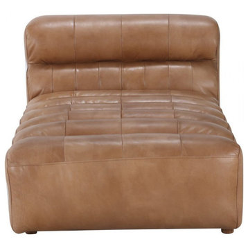 36 Inch Leather Chaise Tan Brown Contemporary