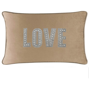 Sparkles Home Love Montaigne Pillow, Champagne Velvet, 14x20"