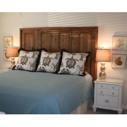 Pine headboard made from antique architectural elements - Headboards
