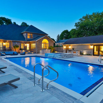 Prospect Heights Outdoor Living Project with Swimming Pool and Hot Tub