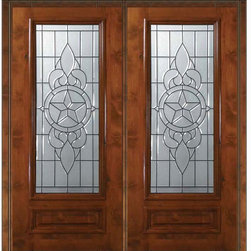Prehung Exterior Double Door 80 Alder Brazos 1 Panel 3/4 Lite Glass - Front Doors