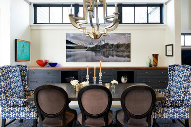 Example of a transitional dining room design in Denver