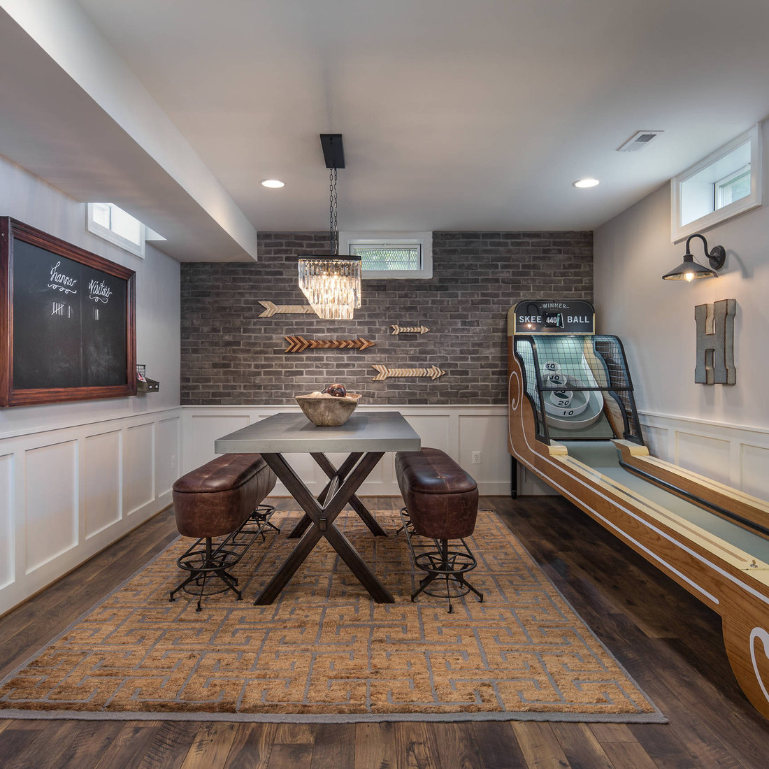 Neutral Rustic Transitional Basement