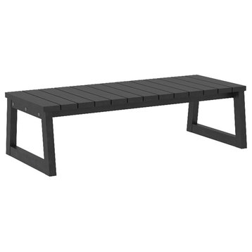 Modern Solid Wood Outdoor Slat-Top Coffee Table - Black Wash