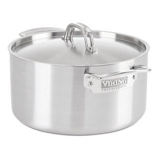 Viking Culinary 3-Ply Stainless Steel Cookware Set, 17 piece, Includes Pots  & Pans, Steamer Insert & Glass Lids, Dishwasher, Oven Safe, Works on All