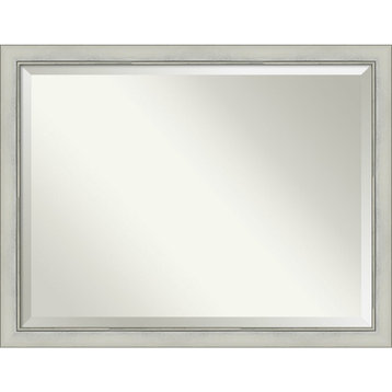 Flair Silver Patina Beveled Bathroom Wall Mirror - 44 x 34 in.
