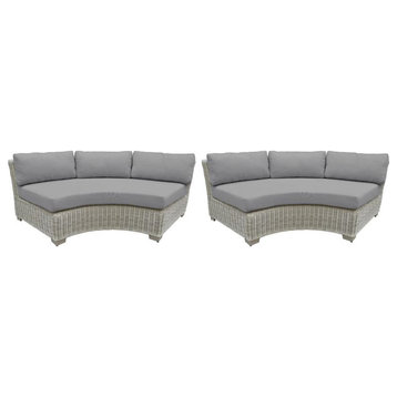 Afuera Living Curved Armless Outdoor Wicker Sofa 2 Per Box in Grey