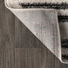 Khalil Modern Berber Stripe Area Rug, Cream/Black, 2'x8'