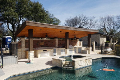 Transitional pool photo in Austin