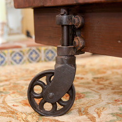 Rustic Rail Cart Table with 3 wheels - Coffee Tables