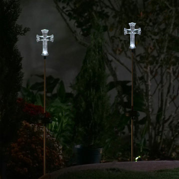 Solar Cross Garden Stake with LED Light - Set of 2