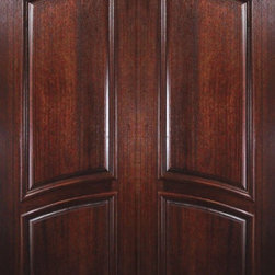 Slab Entry Double Door 96 Mahogany 2 Panel Solid - Front Doors