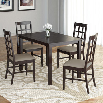 Corliving Atwood 5-Piece Dining Set With Taupe Stone Leatherette Seats