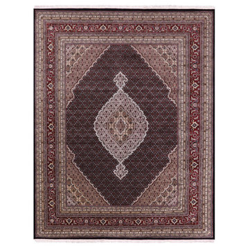 7' 11" X 10' 1" Persian Tabriz Wool and Silk Hand Knotted Rug Q8913