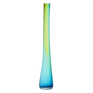 Colored Glass Tube Vases, Olive/Aqua, 24"