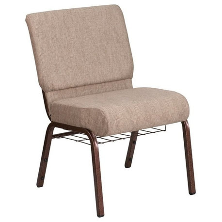 Hercules Series 21'' Chair With Book Rack, Beige Fabric/Copper Vein Frame