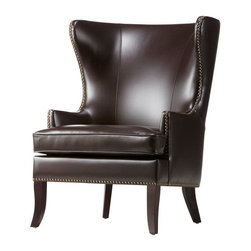Moore Havana Brown Wing Back Accent Chair - Armchairs And Accent Chairs