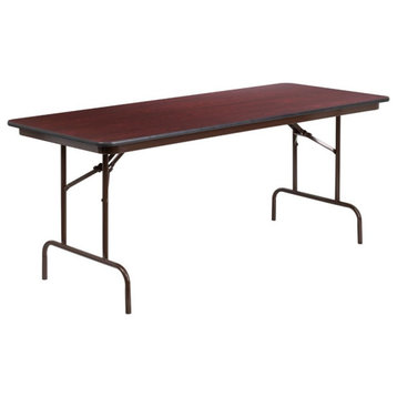 Flash Furniture 72" x 30" Melamine Top Folding Table in Mahogany