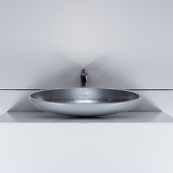 Ultra Modern Oval Bathroom Sink Silver Leaf - Bathroom Sinks