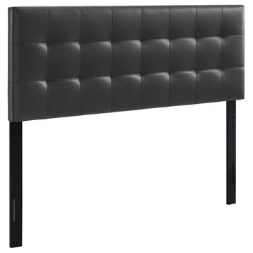 Lily King Tufted Faux Leather Headboard, Black