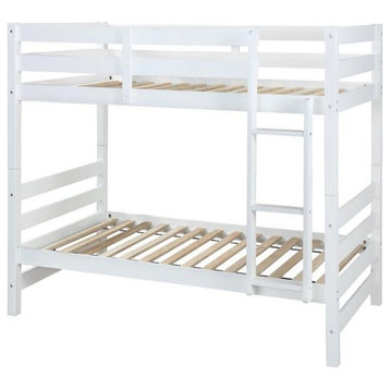 Bowery Hill Transitional Twin over Twin Bunk Bed in White