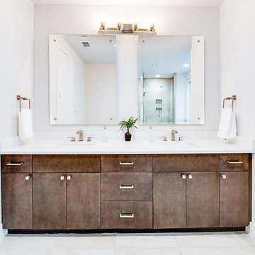 White and Marble Themed Bathroom Remodeling in El Monte, CA