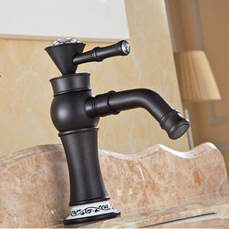 Brass Antique Black Bronze Bathroom Sink Tap Mixer Porcelain Tap TA3055 - Bathroom Sink Faucets