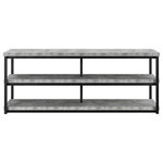 A Design Studio - Silas TV Stand for TVs up to 65", Light Concrete - Give your living room, den or basement TV room an urban touch with the A Design Studio Silas TV stand. The top shelf can hold TVs up to 65" wide and 120 lbs, plus the 2 open shelves beneath offer ample space to keep your A/V units, remotes, movies, and more. The metal legs are built to provide support in key places, including center bars that help keep your unit from sagging over time. The TV Stand ships flat to your door and requires assembly upon opening. Two adults are recommended to assemble. Once assembled, the TV stand measures 25"H x 63"W x 16.5"D.