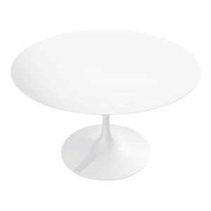 Riesling White Carrara Marble And Stainless Steel Round Dining Table Zuri Furniture