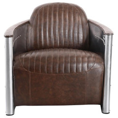 Aviator Egg Pod Easy Chair - Genuine Leather - Polished Aluminum Ovalia