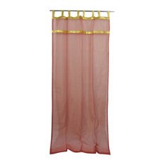 Mogulinterior - Mogul Interior 2 Indian Window Curtains Rust Golden Sheer Drapes 2 Panels , 48 " - Curtains