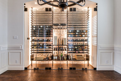 Trendy wine cellar photo in Dallas