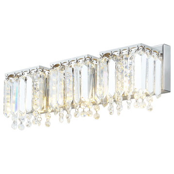 Modern Chrome 3-Light Crystal Drops Design Vanity Light