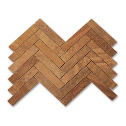 Large herringbone stone mosaic tile - Mosaic Tile