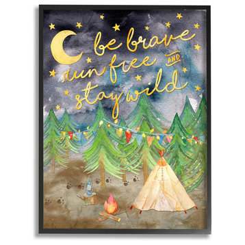 Stupell Industries Be Brave Camping Painting, 16 x 20